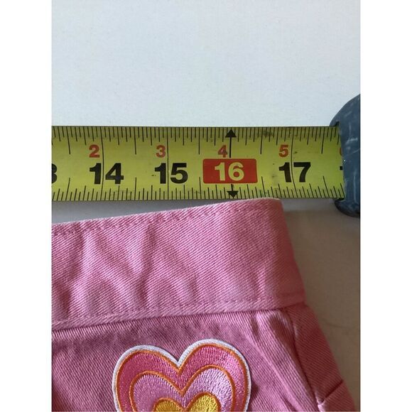 Gap Jeans Pink Denim Skirt Boho Custom Flower Heart Sz 12 Stretch - Picture 5 of 7